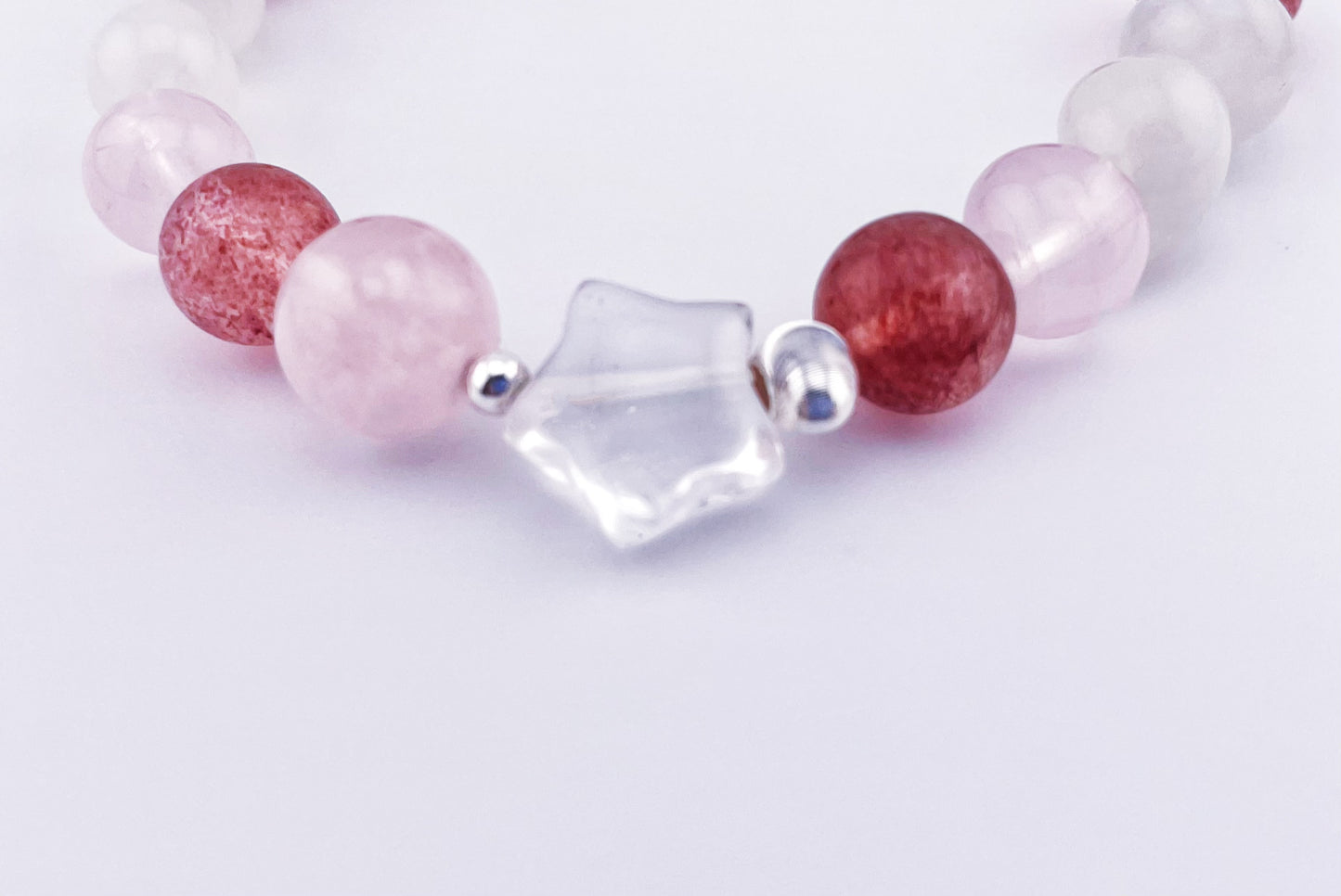 【夏季新品】草莓晶月光石粉晶Akoya水晶手鍊