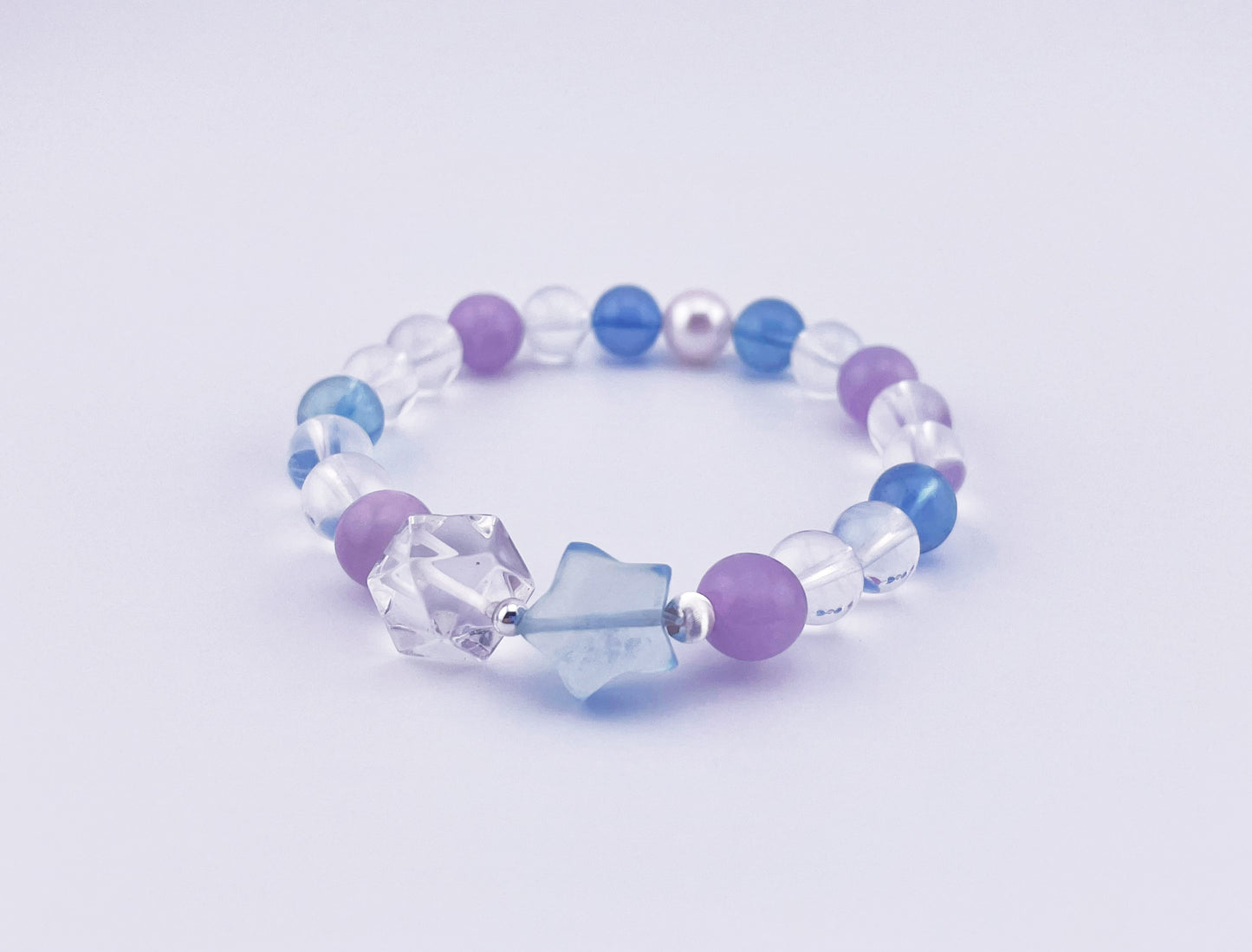 【夏季新品】海蓝宝蓝针石薰衣草Akoya水晶手链
