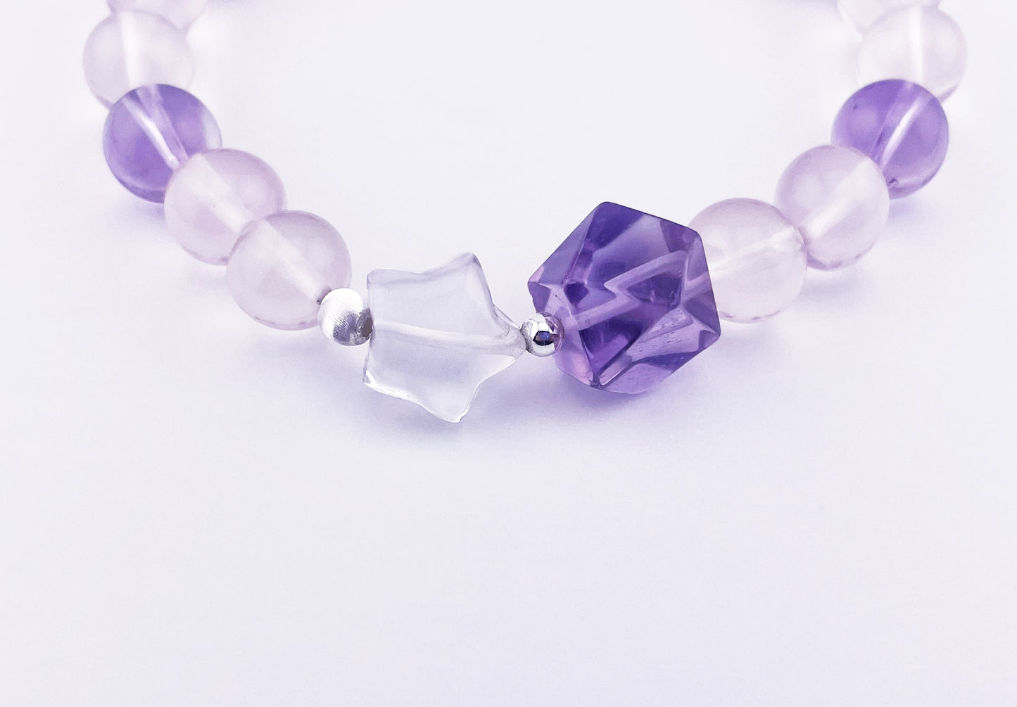 【夏季新品】透晶體紫粉晶Akoya水晶手鍊