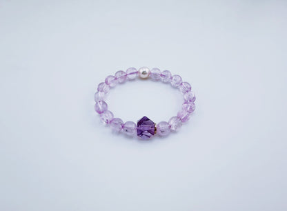 【NEW2026】【珍品】冰種拉絲透體紫鋰輝Akoya珍珠星運手鍊