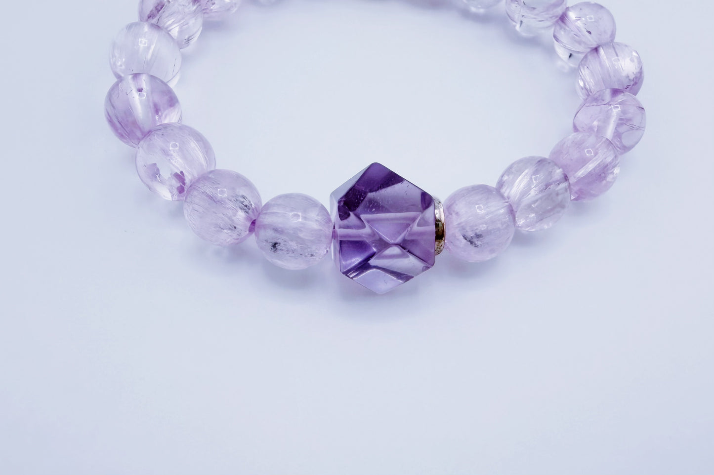 【NEW2026】【珍品】冰種拉絲透體紫鋰輝Akoya珍珠星運手鍊